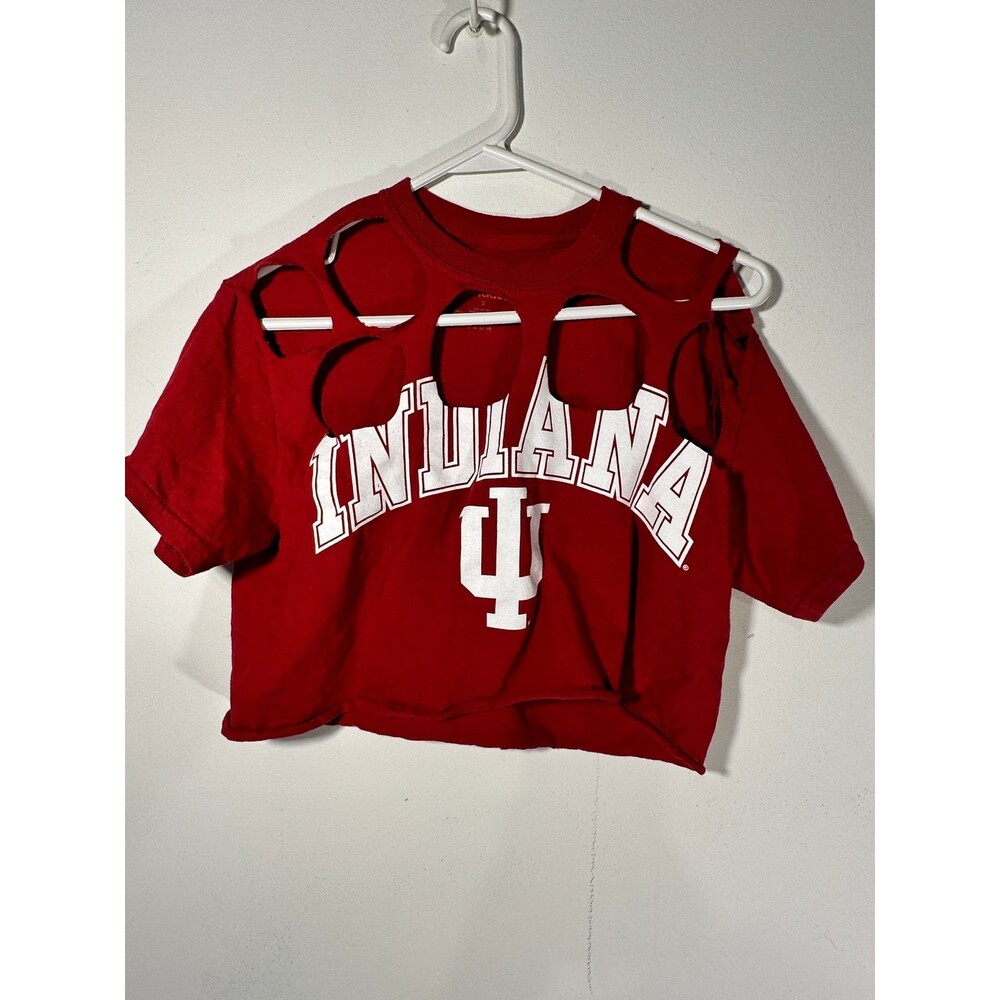 Indiana university distressed crop top sz small